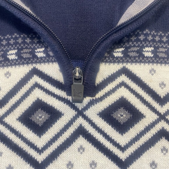 Eddie Bauer Sweater Mens L Navy Blue 1/4 Zip Pullover 100% Cotton - Picture 3 of 8